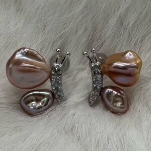 Butterfly Keshi Pearl Stud Earrings